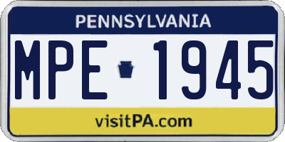 PA license plate MPE1945