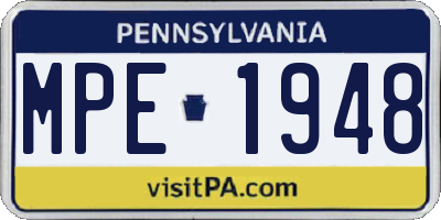 PA license plate MPE1948