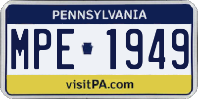 PA license plate MPE1949