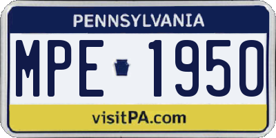 PA license plate MPE1950
