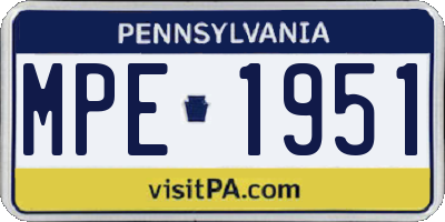 PA license plate MPE1951