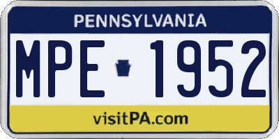 PA license plate MPE1952
