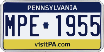 PA license plate MPE1955