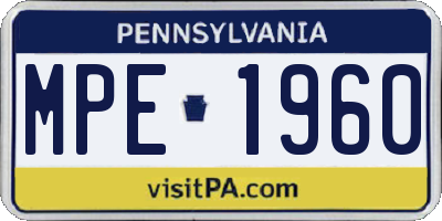 PA license plate MPE1960