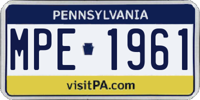 PA license plate MPE1961