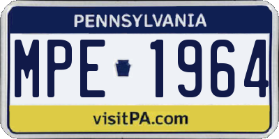 PA license plate MPE1964