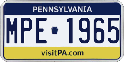 PA license plate MPE1965