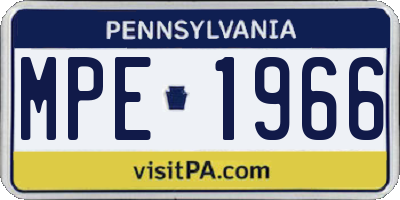 PA license plate MPE1966