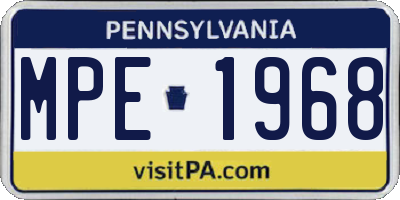 PA license plate MPE1968