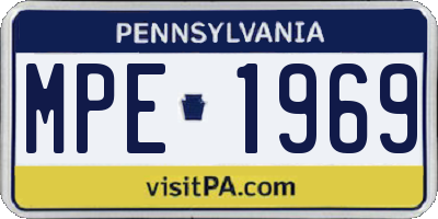PA license plate MPE1969