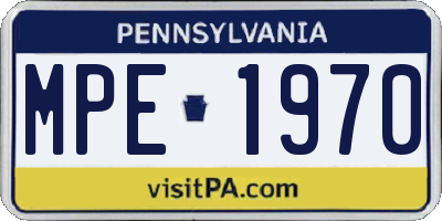 PA license plate MPE1970