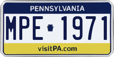 PA license plate MPE1971