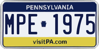 PA license plate MPE1975