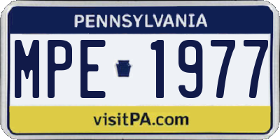 PA license plate MPE1977
