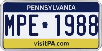 PA license plate MPE1988