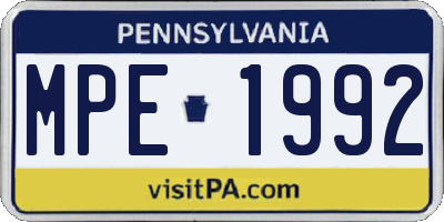 PA license plate MPE1992