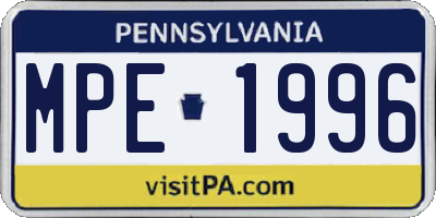 PA license plate MPE1996