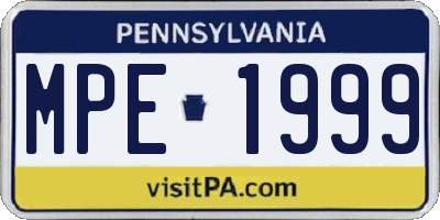 PA license plate MPE1999