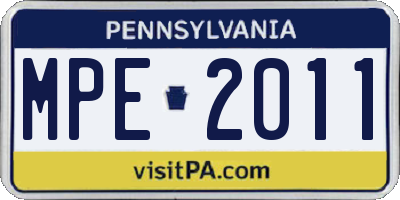 PA license plate MPE2011