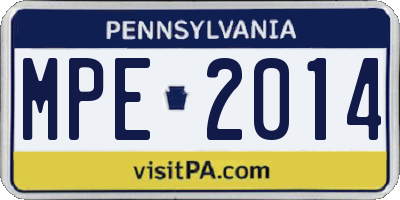 PA license plate MPE2014