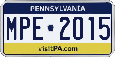 PA license plate MPE2015