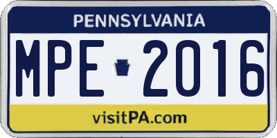 PA license plate MPE2016