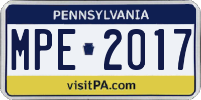 PA license plate MPE2017