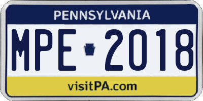 PA license plate MPE2018