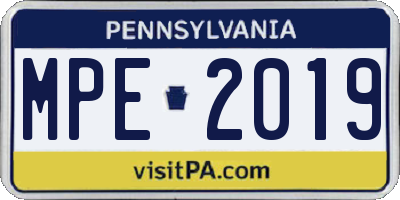 PA license plate MPE2019