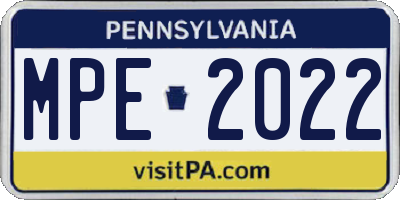 PA license plate MPE2022