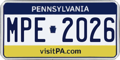 PA license plate MPE2026