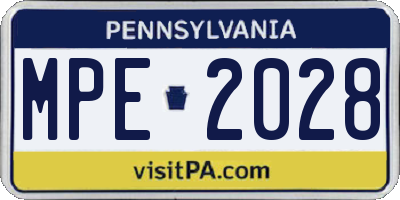 PA license plate MPE2028