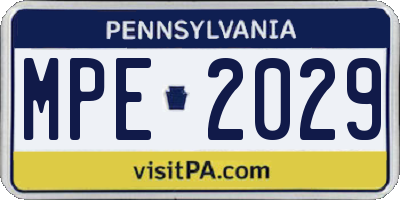 PA license plate MPE2029