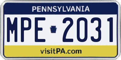 PA license plate MPE2031