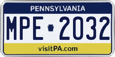 PA license plate MPE2032