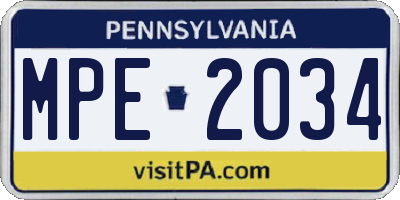PA license plate MPE2034