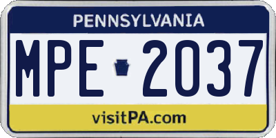 PA license plate MPE2037
