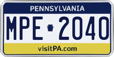 PA license plate MPE2040