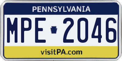PA license plate MPE2046