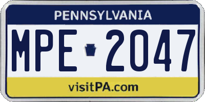 PA license plate MPE2047
