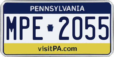 PA license plate MPE2055