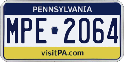 PA license plate MPE2064