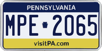 PA license plate MPE2065