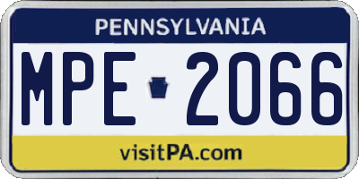 PA license plate MPE2066