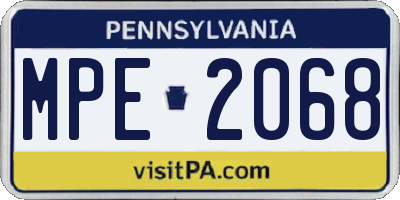 PA license plate MPE2068