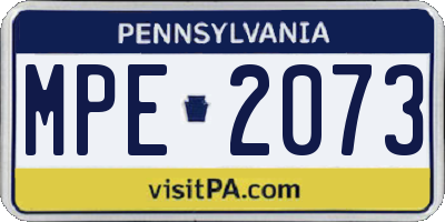 PA license plate MPE2073