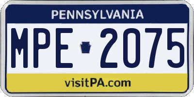 PA license plate MPE2075
