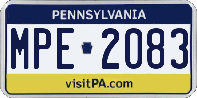 PA license plate MPE2083
