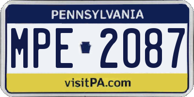 PA license plate MPE2087