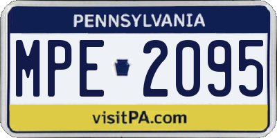 PA license plate MPE2095